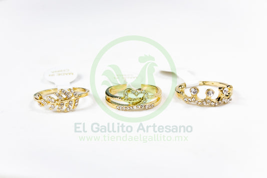 Anillo Acero MD6 | Cristal Princesa Dor.