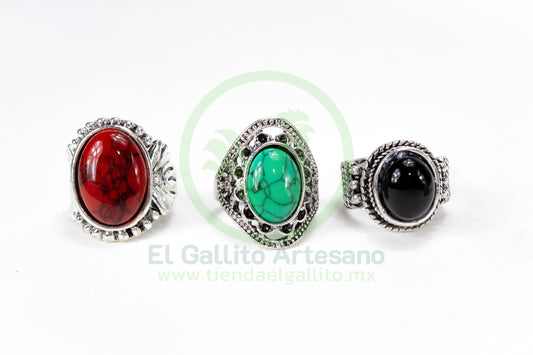Anillo Acero MD6 | Piedra Craquelada Plat