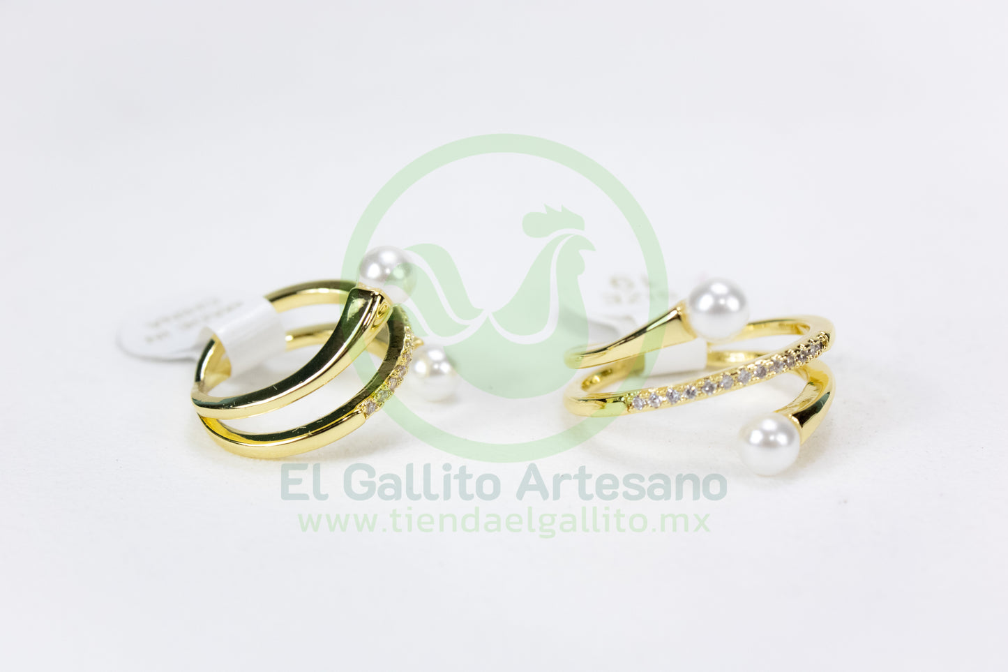 Anillo Acero MD7 | 2 Perlas Líneas 3