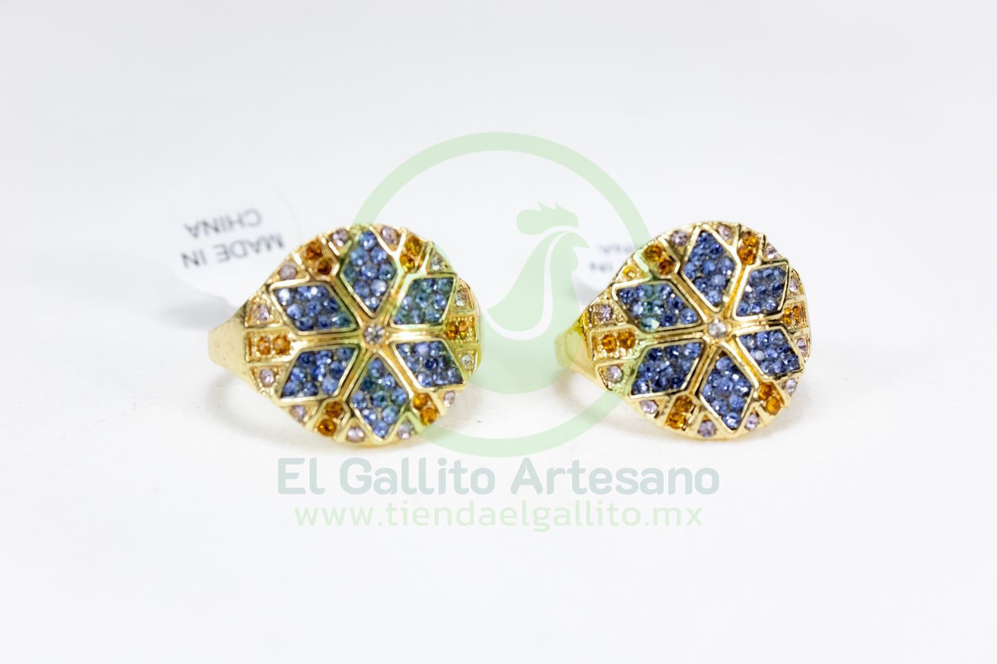 Anillo Acero MD7 | Copo Azul Dorado