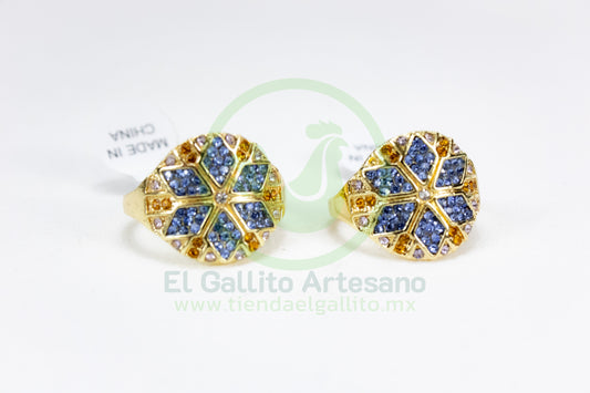 Anillo Acero MD7 | Copo Azul Dorado