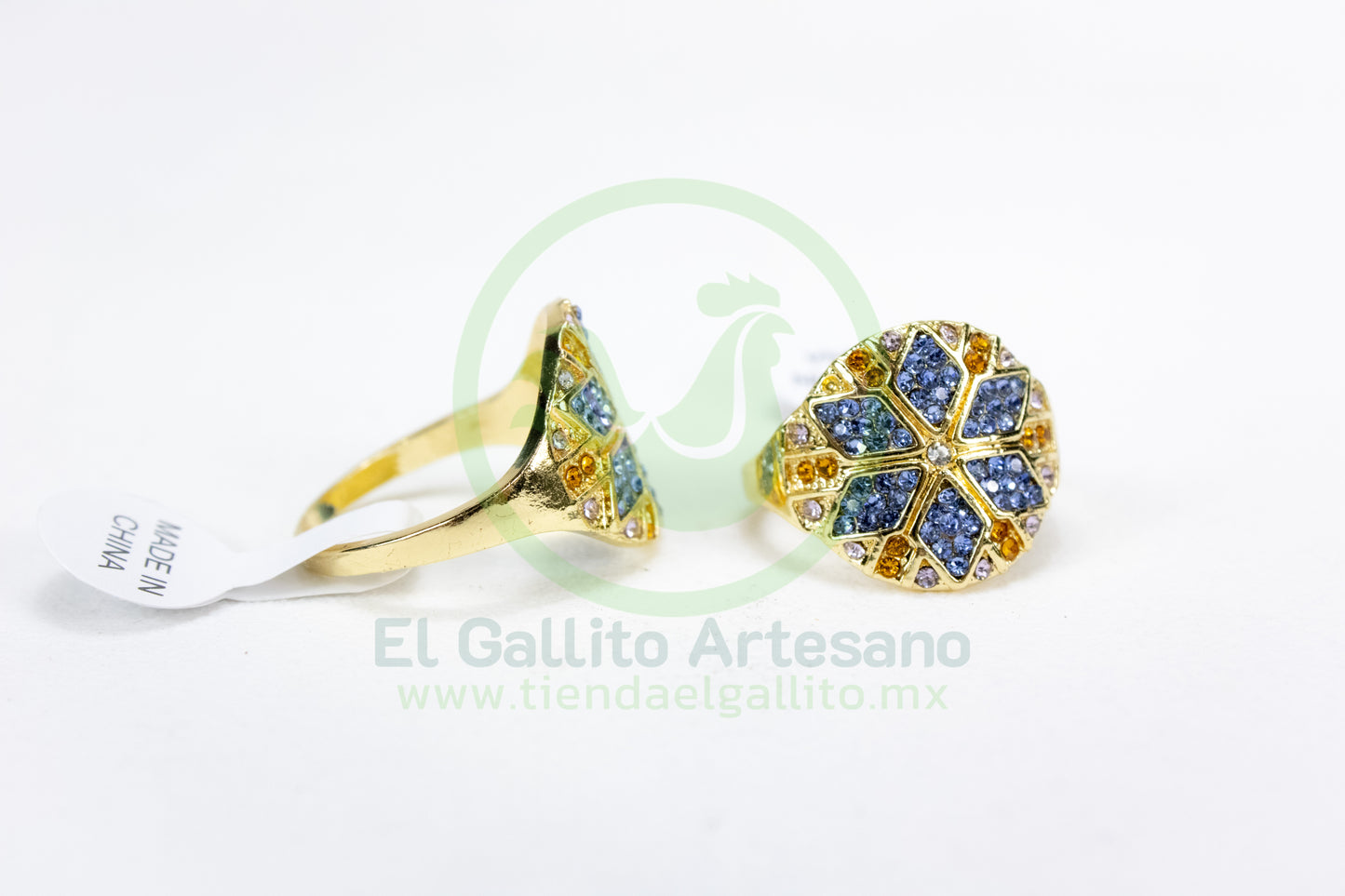 Anillo Acero MD7 | Copo Azul Dorado