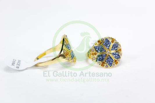 Anillo Acero MD7 | Copo Azul Dorado
