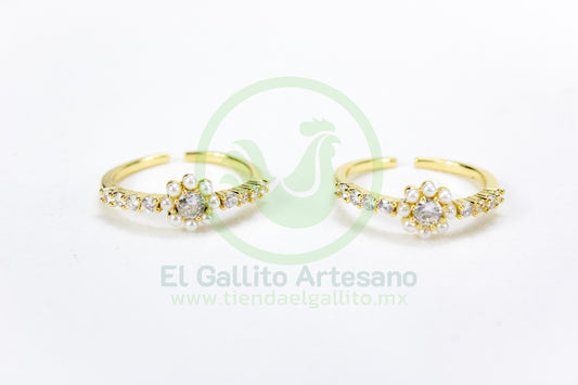 Anillo Acero MD7 | Flor Perlita 2mm Ajust
