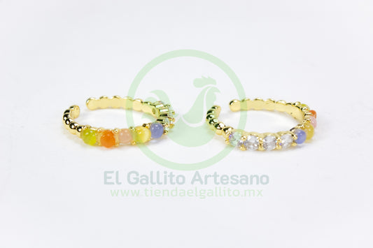 Anillo Acero MD7 | Gota Color + Crist. Ajust.