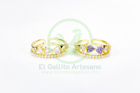 Anillo Acero MD8 | Moño + Perlitas