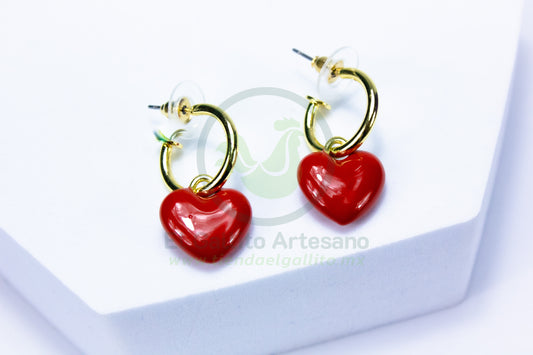 Arete 24-4 MD102-107 | Corazón Huggie Colgante Colores
