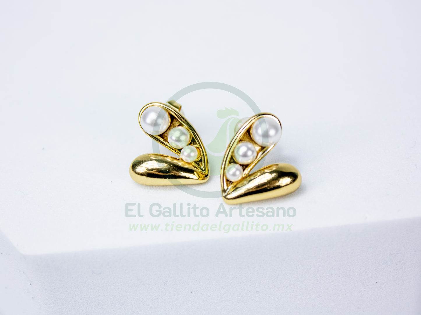 Arete 24-4 MD13 | Corazón Gotas Perlas