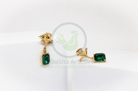 Arete Gold MD02 | Rosa Colgante Esmeralda