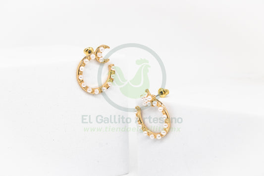 Arete Gold MD11 | Círculo Luna Perlas