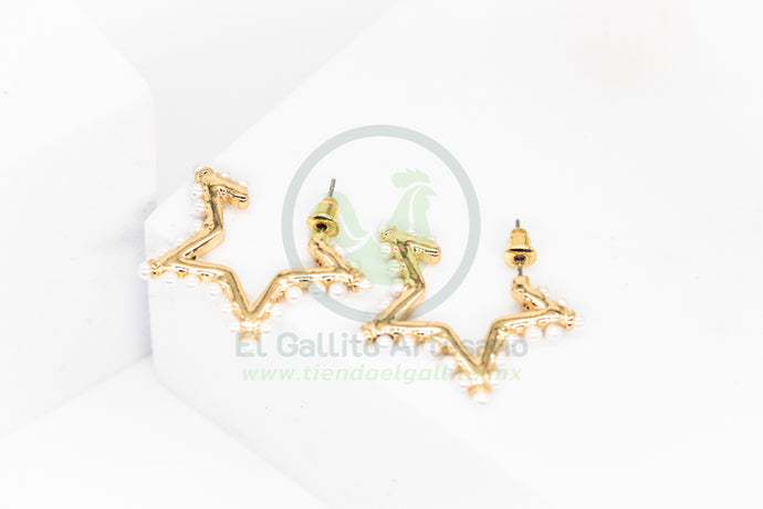 Arete Gold MD14 | Estrellas Perlas