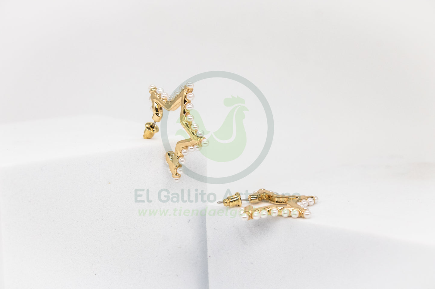 Arete Gold MD14 | Estrellas Perlas