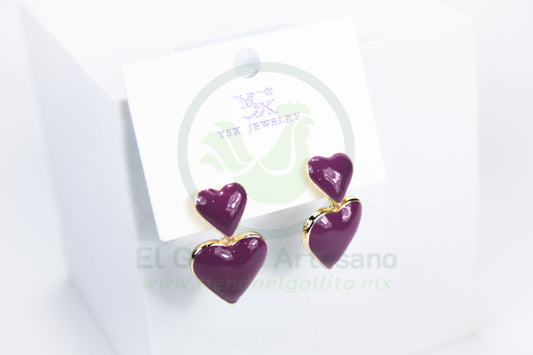 Arete Vivi Dw-10 | Doble Corazón Fiusha
