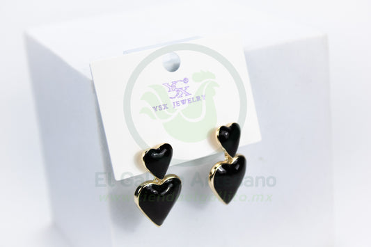 Arete Vivi Dw-11 | Corazón Doble Negro