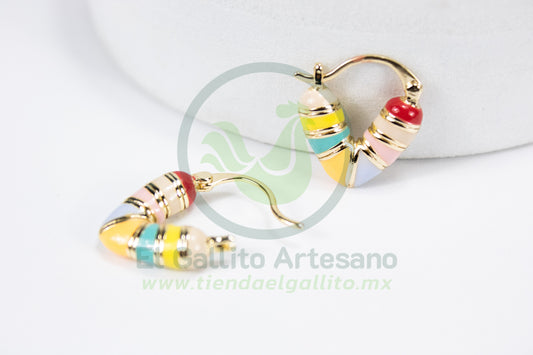 Arete Vivi Dw-12 | Corazón Multicolor Pastel