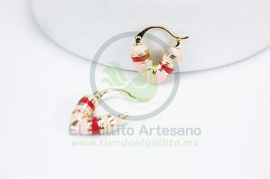 Arete Vivi Dw-13 | Corazón Tonos Rosas