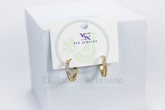 Arete Vivi Dw-6 | Huggie Cristales Curvo