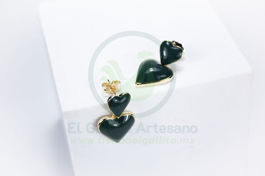 Arete Vivi Dw-8 | Corazón Doble Jade