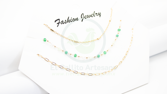 Collar 3 Cadenas MD02 | Dona Cristal Verdes