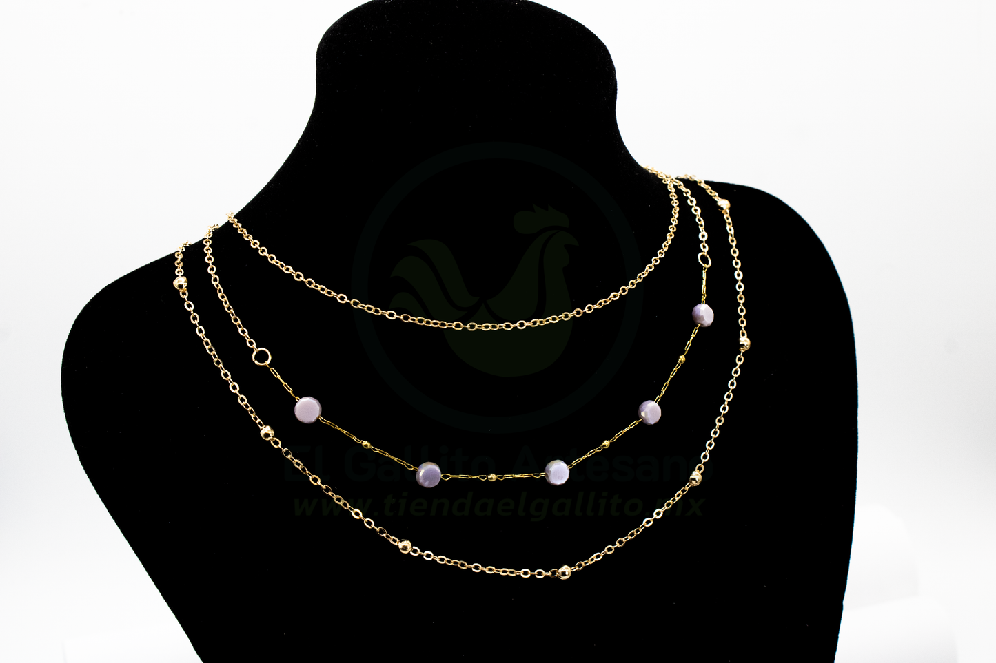 Collar 3 Cadenas MD05 | Dona Luneta Lilas