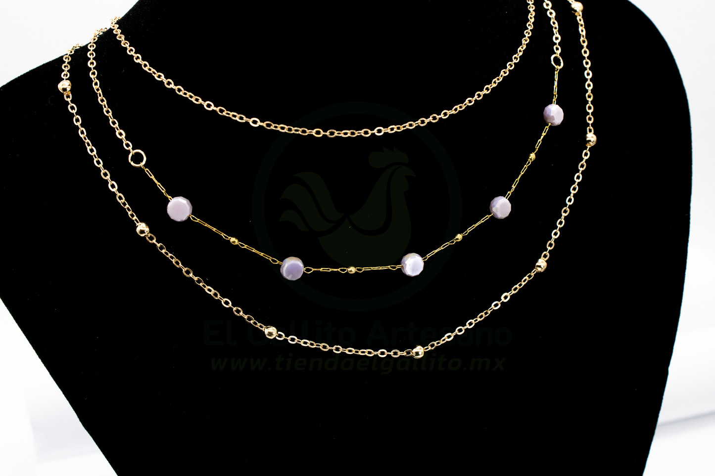 Collar 3 Cadenas MD05 | Dona Luneta Lilas