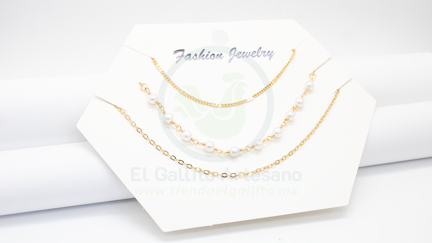 Collar 3 Cadenas MD10 | Cadena Perla