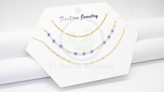 Collar 3 Cadenas MD17 | Perlas Donas Azul