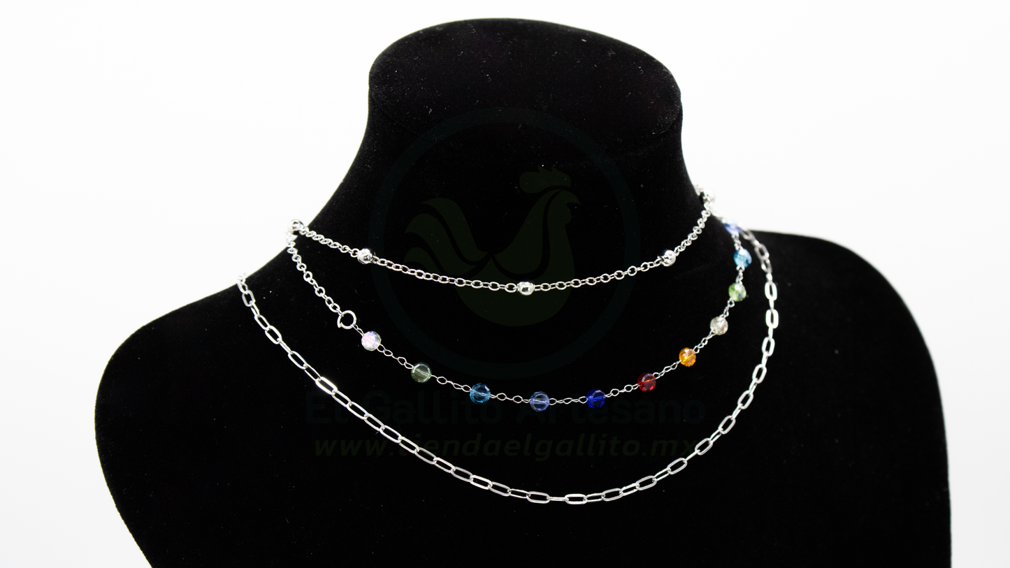 Collar 3 Cadenas MD19 | Dona Cristal Multi