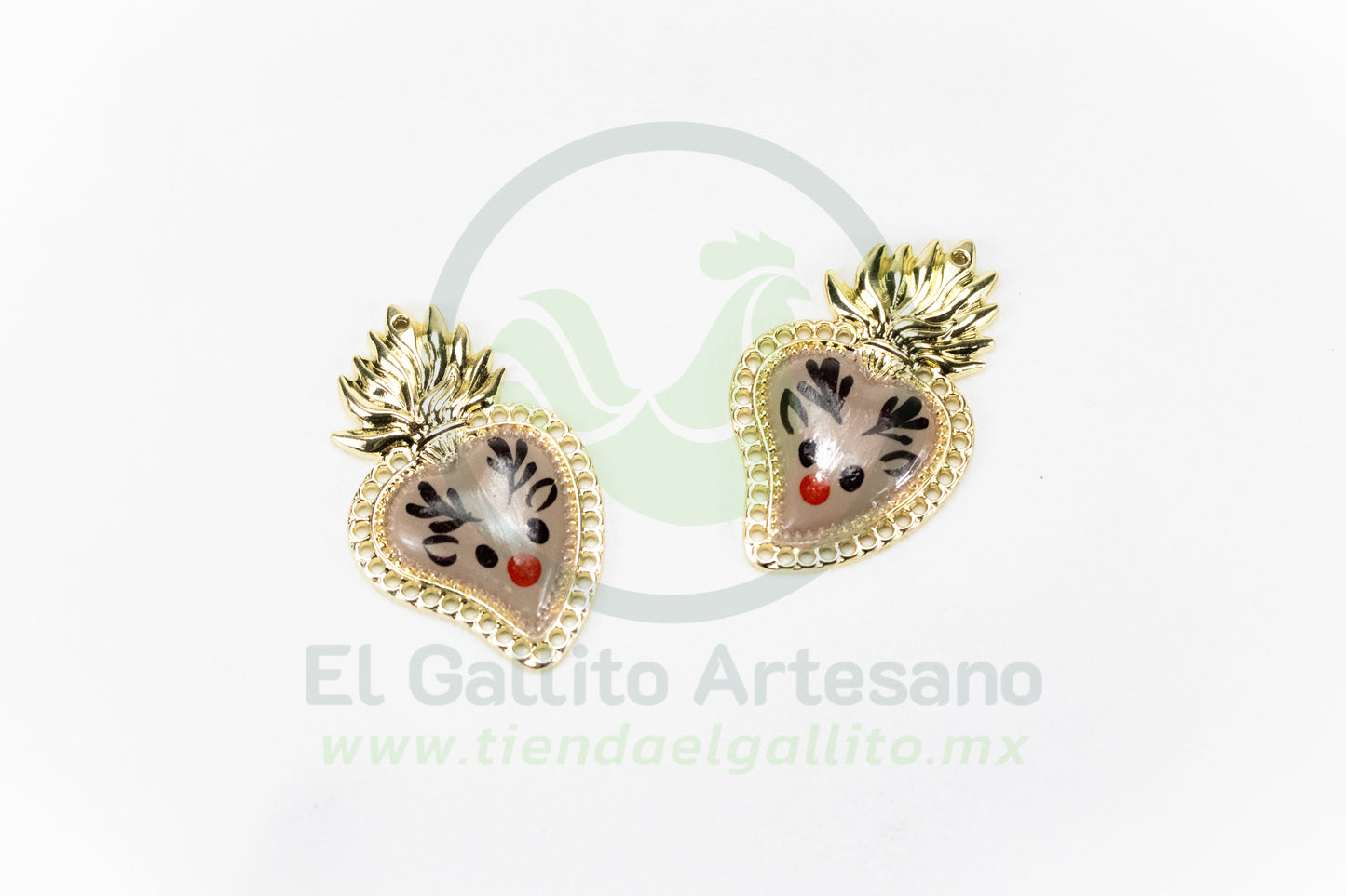 #908 Chapa de Oro - Dije Para Bordar Corazón Pintado NAVIDAD (PIEZA) (NUEVO)