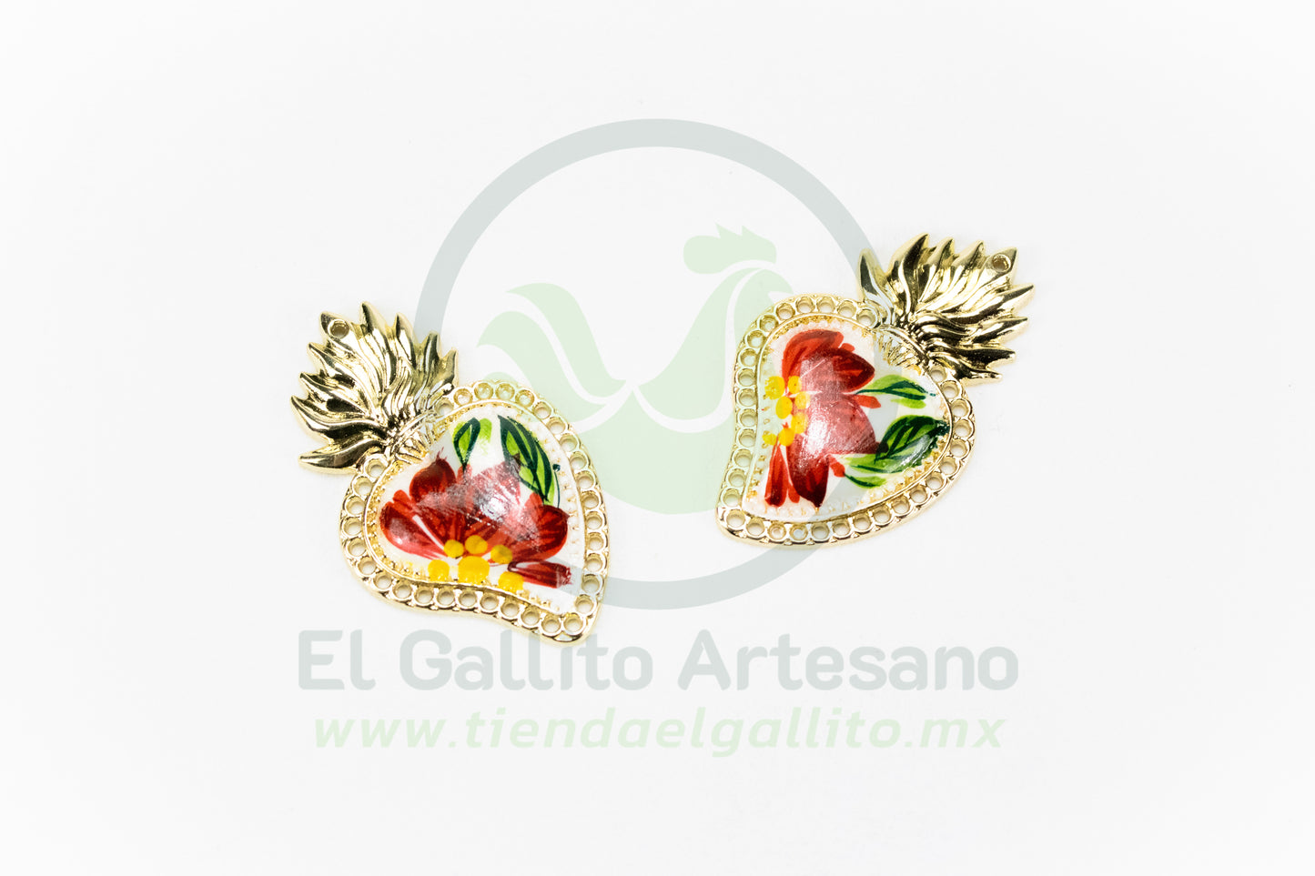 #908 Chapa de Oro - Dije Para Bordar Corazón Pintado NAVIDAD (PIEZA) (NUEVO)