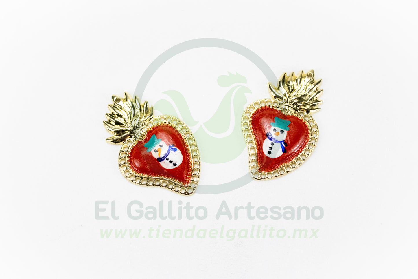 #908 Chapa de Oro - Dije Para Bordar Corazón Pintado NAVIDAD (PIEZA) (NUEVO)