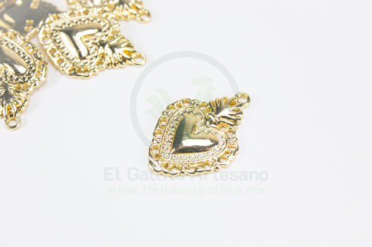 #549 Chapa de Oro - Dije Corazón Ch Para Bordar (PIEZA) (NUEVO)