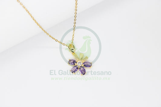 Collar Cobre MD21 | Flor Morada