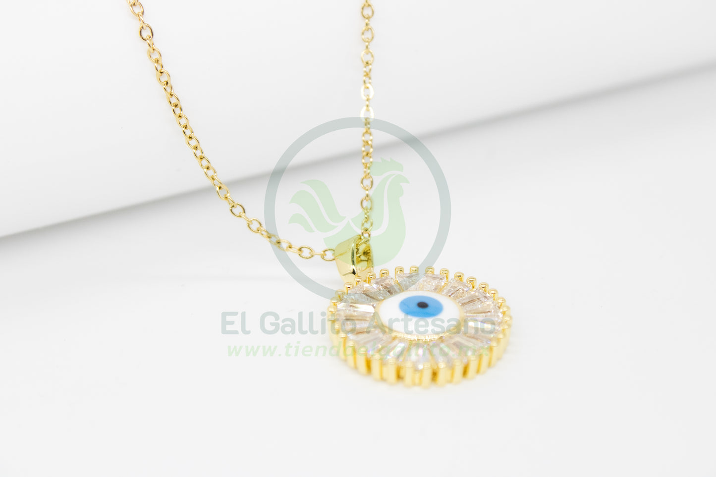 Collar Cobre MD37 | Ojo Blanco Gota Cristal