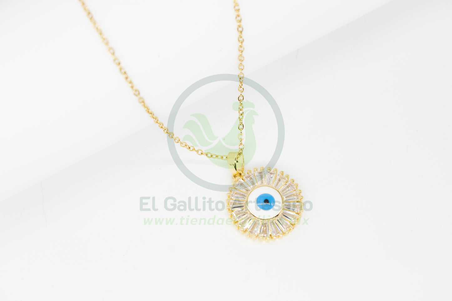 Collar Cobre MD37 | Ojo Blanco Gota Cristal