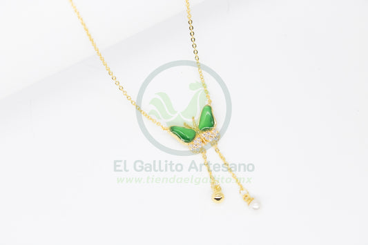 Collar Cobre MD50 | Mariposa Esmeralda Colgantes