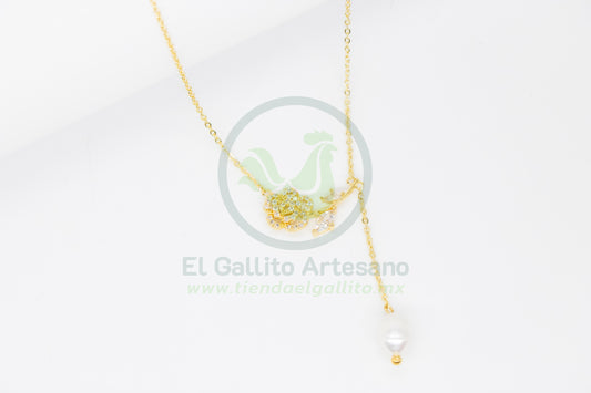 Collar Cobre MD51 | Rosa Perla Colgante