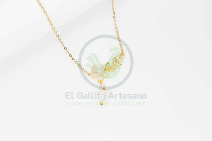 Collar Cobre MD60 | Flor con Hojas