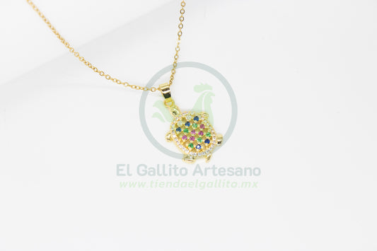 Collar Cobre MD61 | Tortuga con Cristales