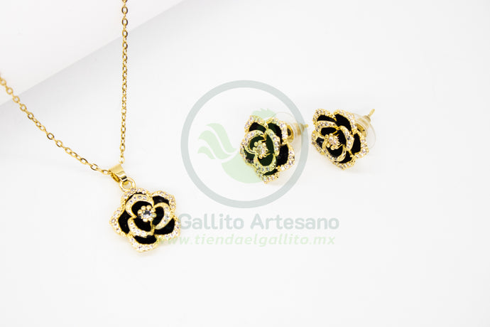 Collar Cobre MD76 | Juego Rosas Negro