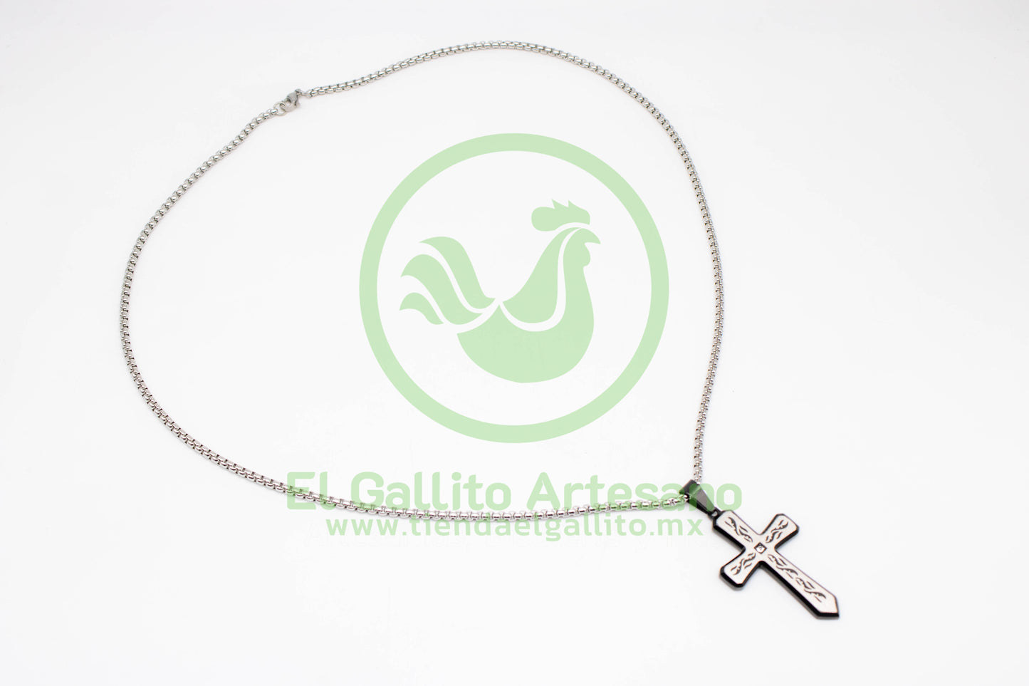 Collar Cruz MD1 | Plateada Cristal Al Centro