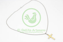 Cargar imagen en el visor de la galería, Collar Cruz MD4 | Plateada Empedrado Dorado
