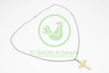 Cargar imagen en el visor de la galería, Collar Cruz MD4 | Plateada Empedrado Dorado
