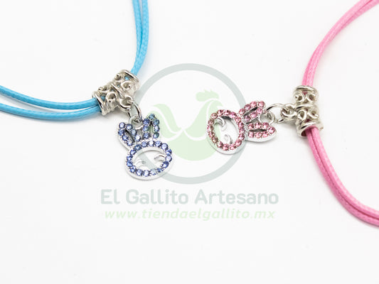 Collar Pareja MD16 | Conejos Azul y Rosa