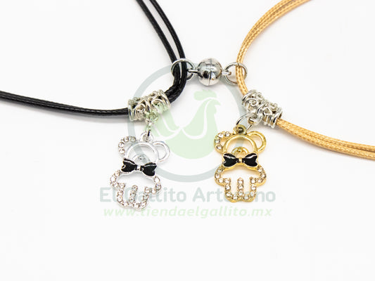 Collar Pareja MD19 | Oso Elegante Dor/Plat