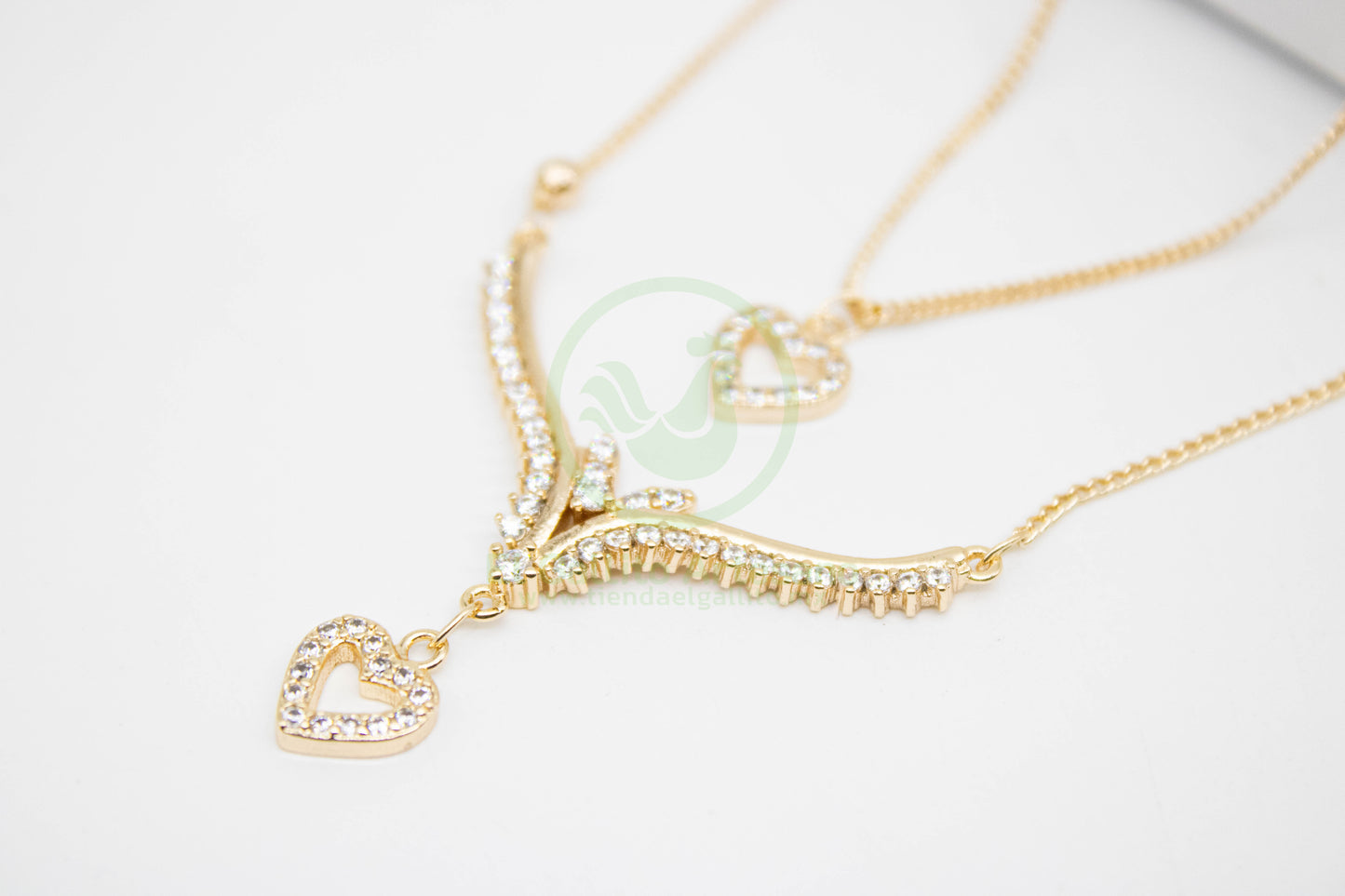 Collar VIVI 34 | Doble "V" Corazones Silueta