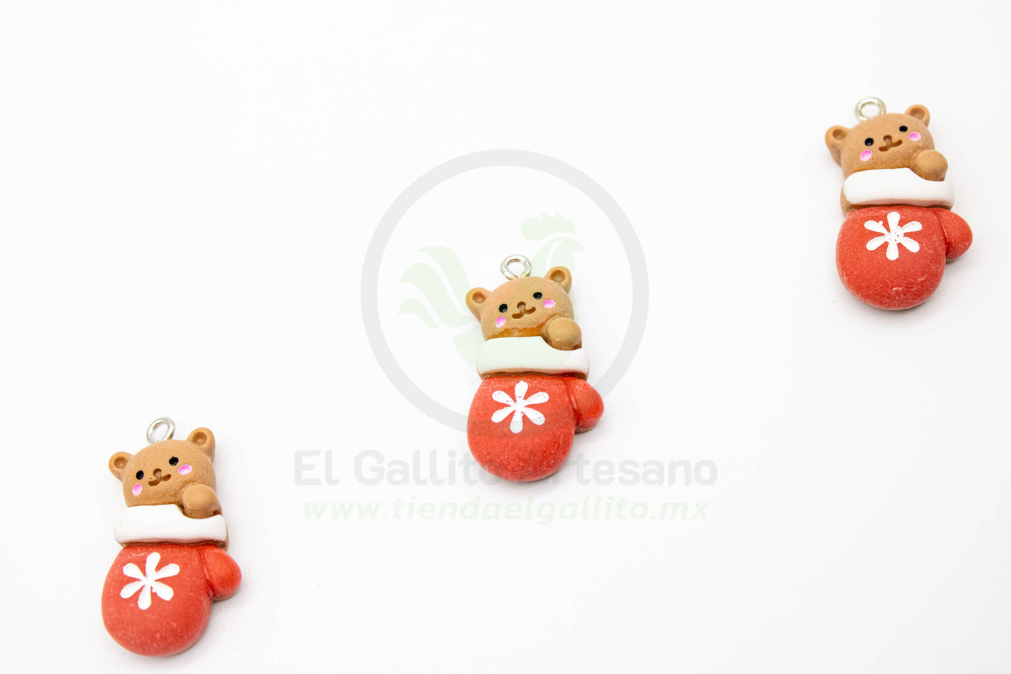 Oso Guante - Dije Acrílico Navidad