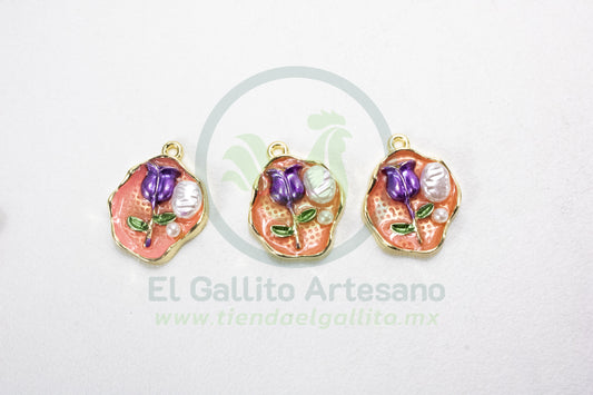 Dije #4 Esmaltado | Tulipán Rosa