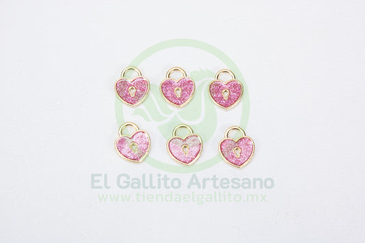 Dije #5 Esmaltado | Candado Corazón Colores