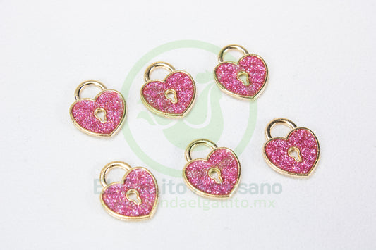 Dije #5 Esmaltado | Candado Corazón Colores